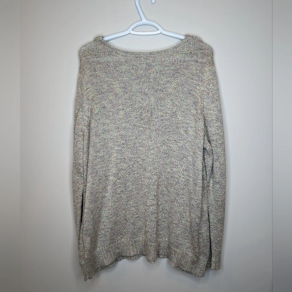 cj banks Grey Multicolour Knit V Neck Sweater Women 2XL Plus Size - Picture 2 of 9